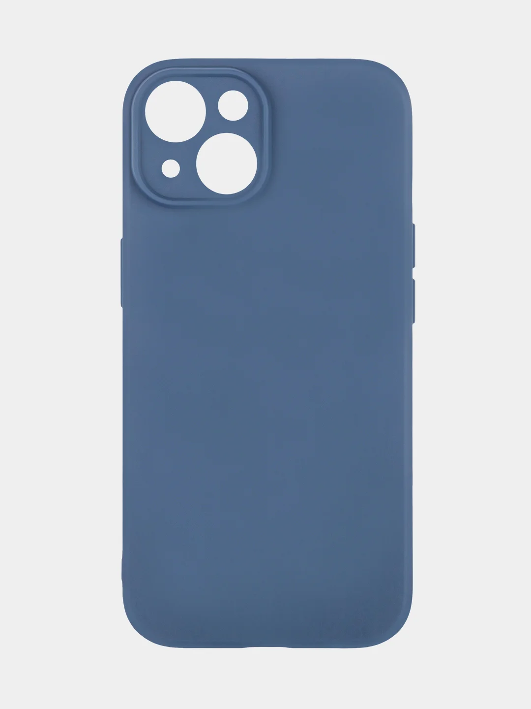 Синий чехол + стекло для iPhone 15 силиконовый ROSCO матовый тонкий с бортиком- защитой камер