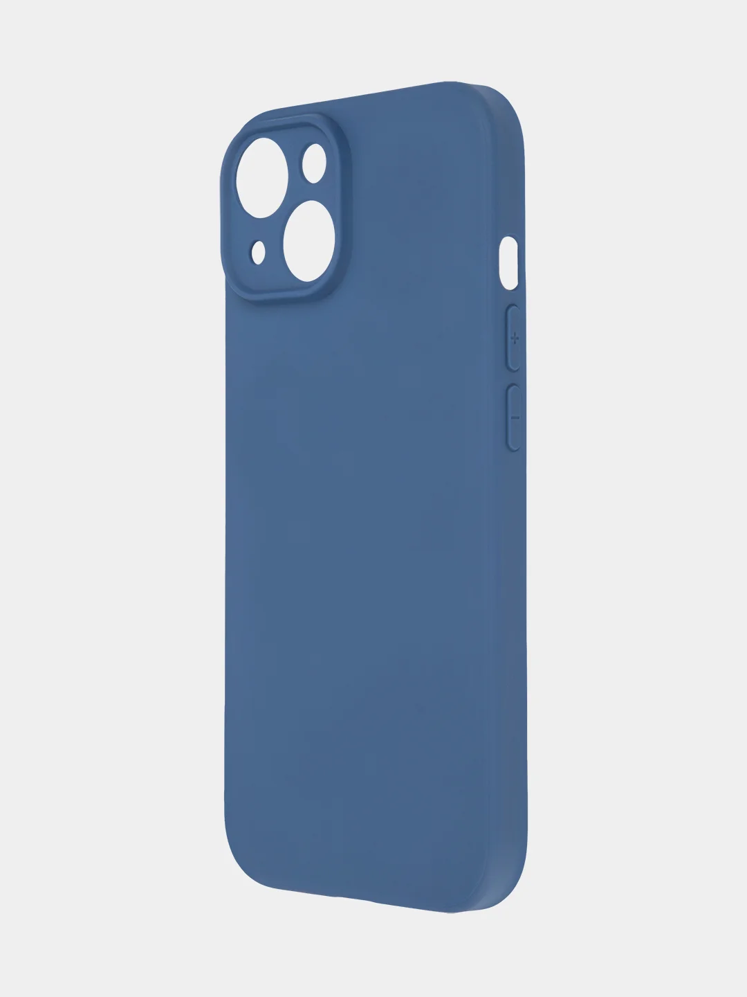 Синий чехол + стекло для iPhone 15 силиконовый ROSCO матовый тонкий с бортиком- защитой камер