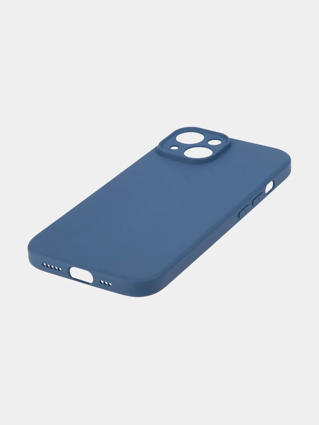 Синий чехол + стекло для iPhone 15 силиконовый ROSCO матовый тонкий с бортиком- защитой камер