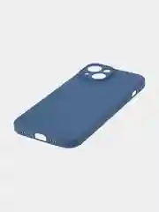 Синий чехол + стекло для iPhone 15 силиконовый ROSCO матовый тонкий с бортиком- защитой камер