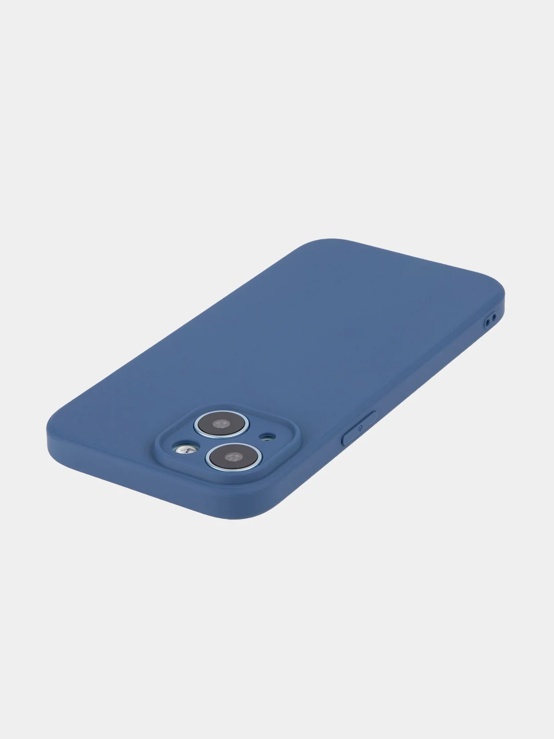 Синий чехол + стекло для iPhone 15 силиконовый ROSCO матовый тонкий с бортиком- защитой камер