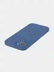 Синий чехол + стекло для iPhone 15 силиконовый ROSCO матовый тонкий с бортиком- защитой камер