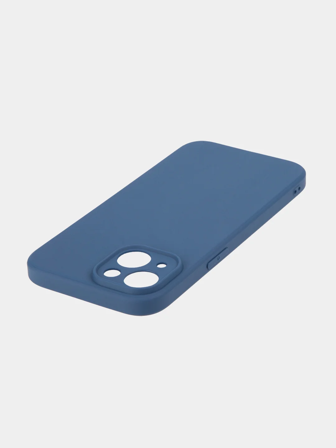 Синий чехол + стекло для iPhone 15 силиконовый ROSCO матовый тонкий с бортиком- защитой камер