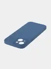 Синий чехол + стекло для iPhone 15 силиконовый ROSCO матовый тонкий с бортиком- защитой камер