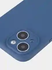 Синий чехол + стекло для iPhone 15 силиконовый ROSCO матовый тонкий с бортиком- защитой камер