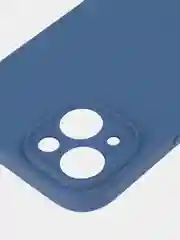 Синий чехол + стекло для iPhone 15 силиконовый ROSCO матовый тонкий с бортиком- защитой камер