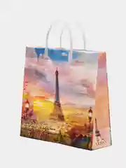 Желтый подарочный пакет пластик 30*30*10см
