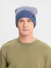 Синий вязаная мужская шапка с флисом