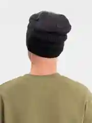 Черный вязаная мужская шапка с флисом