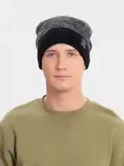Серый вязаная мужская шапка с флисом