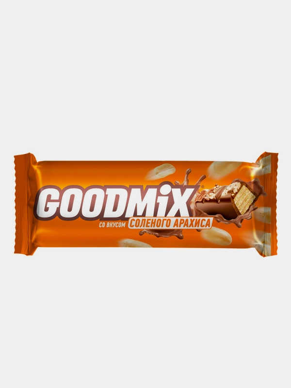 Шоколадный мини-батончик с хрустящей вафлей GOODMIX со вкусом соленого арахиса, 5кг