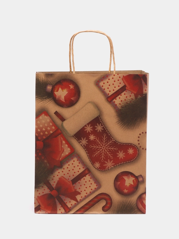 Пакет подарочный новогодний, для подарка 10 штук "Christmas Kraft", Золотая Сказка, 591961