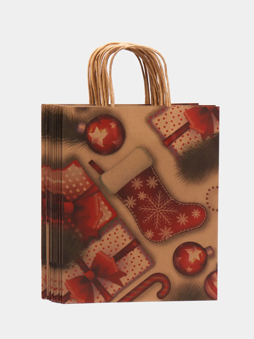 Пакет подарочный новогодний, для подарка 10 штук "Christmas Kraft", Золотая Сказка, 591961