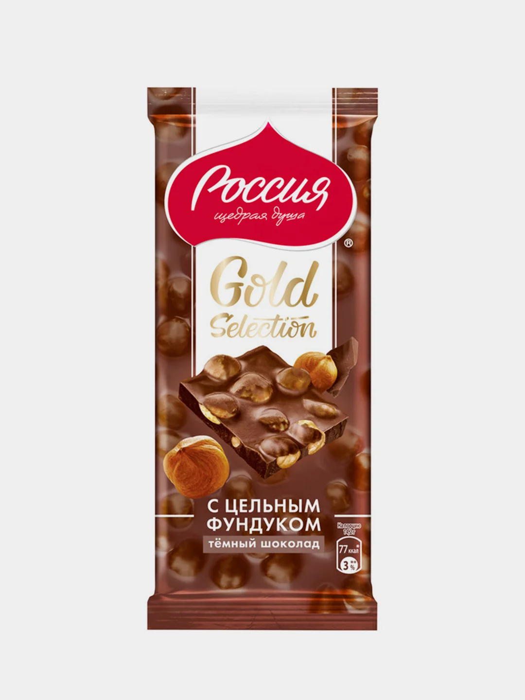 Темный шоколад с фундуком Gold Selection Россия-щедрая душа, 85г