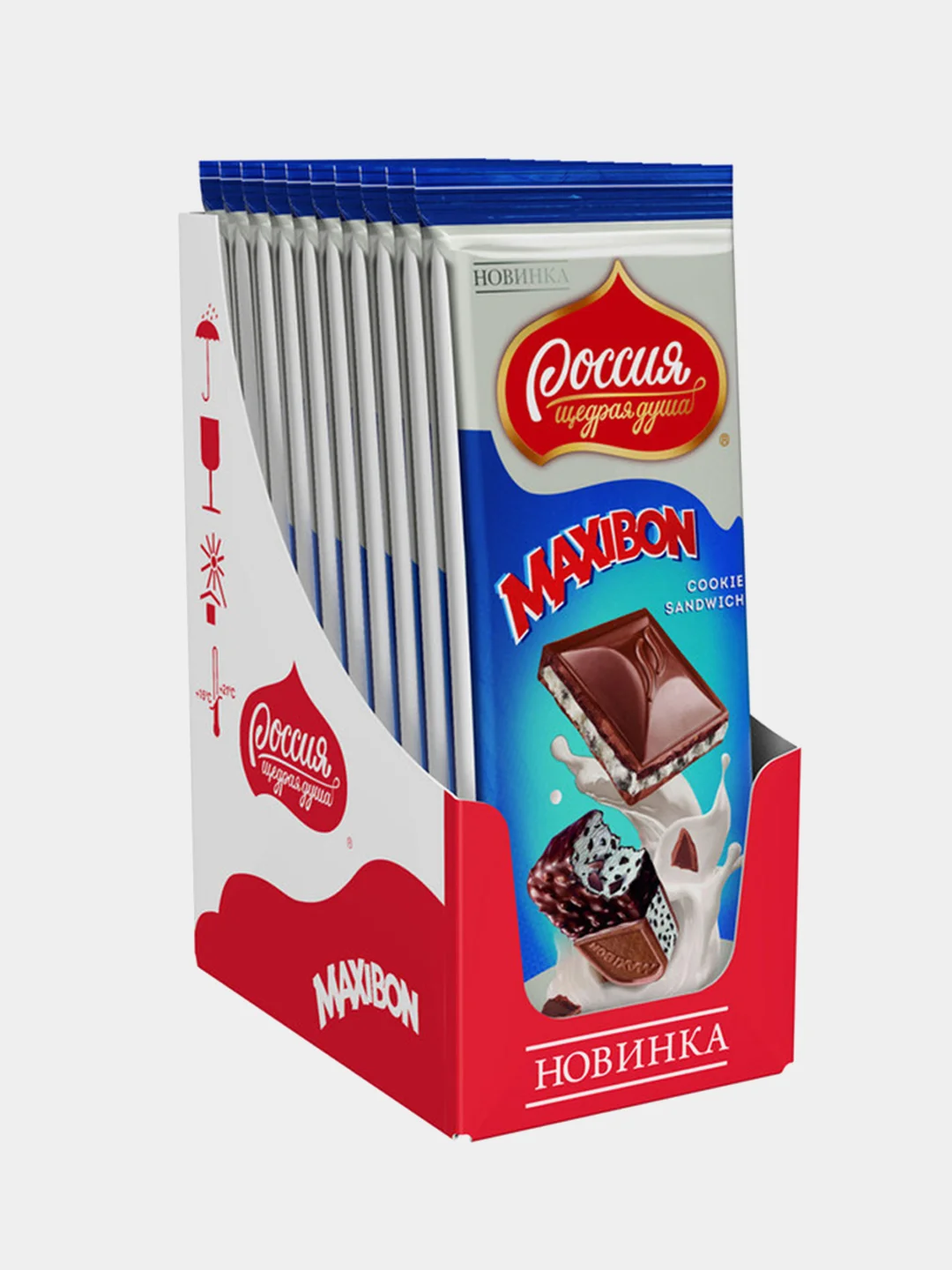 Молочный шоколад двухслойный со вкусом мороженого и печеньем Россия-щедрая душа, 80г