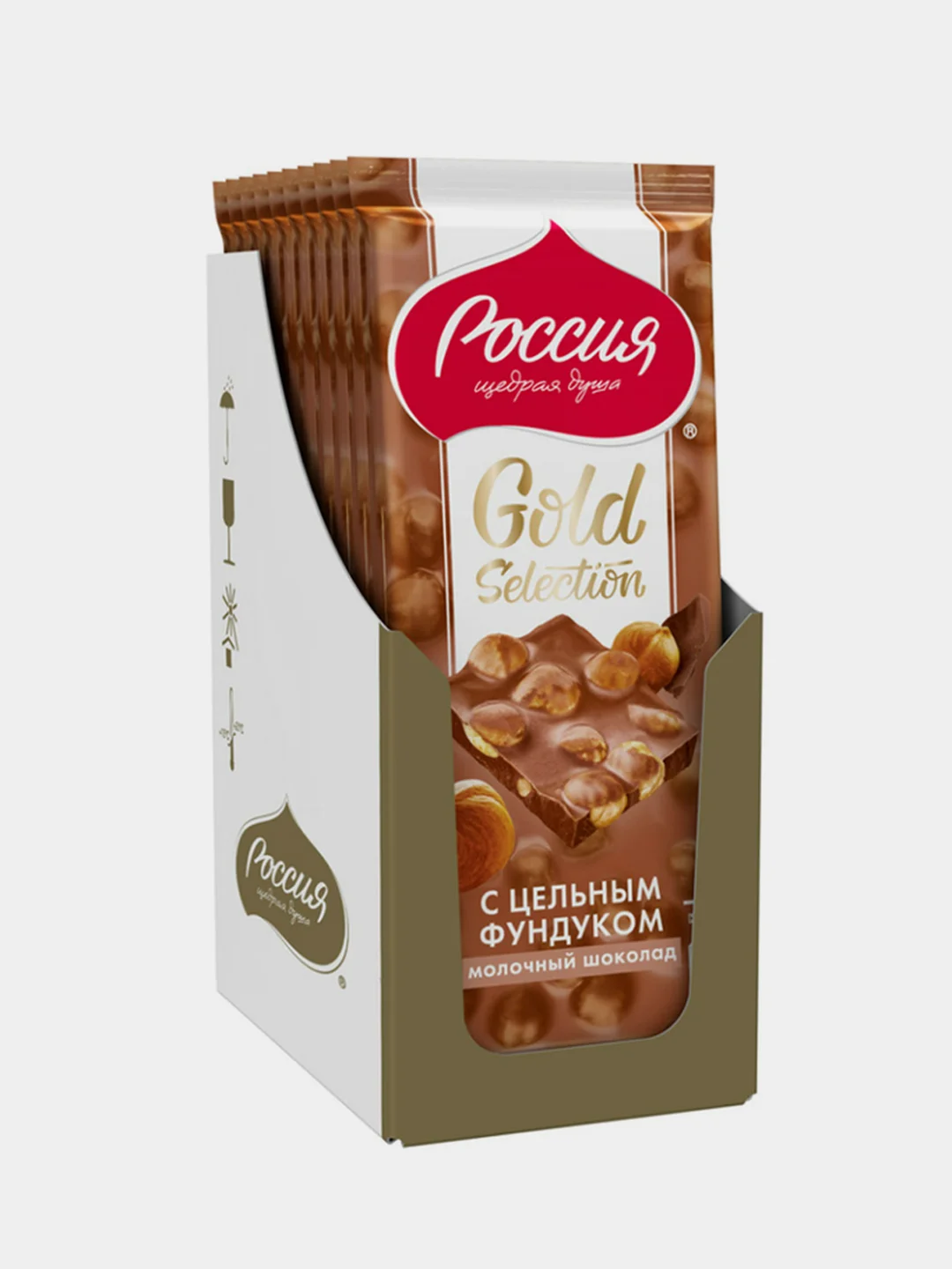 Молочный шоколад с фундуком Gold Selection Россия - щедрая душа, 85г
