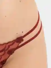 Бордовый сексуальные женские стринги, с вышивкой, эротические трусики
