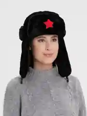 Черный женская плюшевая шапка с ушками, шапка корейская ушанка, шапка унисекс, шапка ушанка