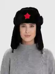 Черный женская плюшевая шапка с ушками, шапка корейская ушанка, шапка унисекс, шапка ушанка