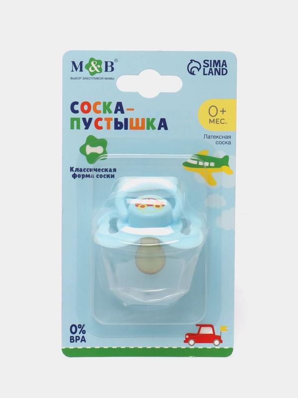 Соска пустышка "Крошка Я", 2 цвета, латексная, классическая, от 0+ мес