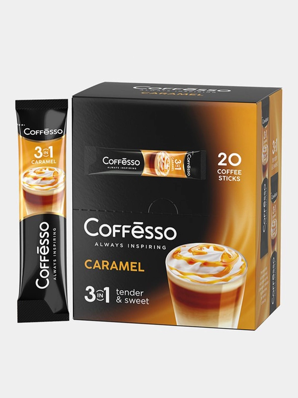 Кофейный напиток растворимый Coffesso Caramel 3 в 1, 20 стиков, 300 г