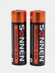 Батарейки аккумуляторные 2 штуки, SONNEN, АА (HR6), Ni-Mh, 2100mAh, в блистере, 454234