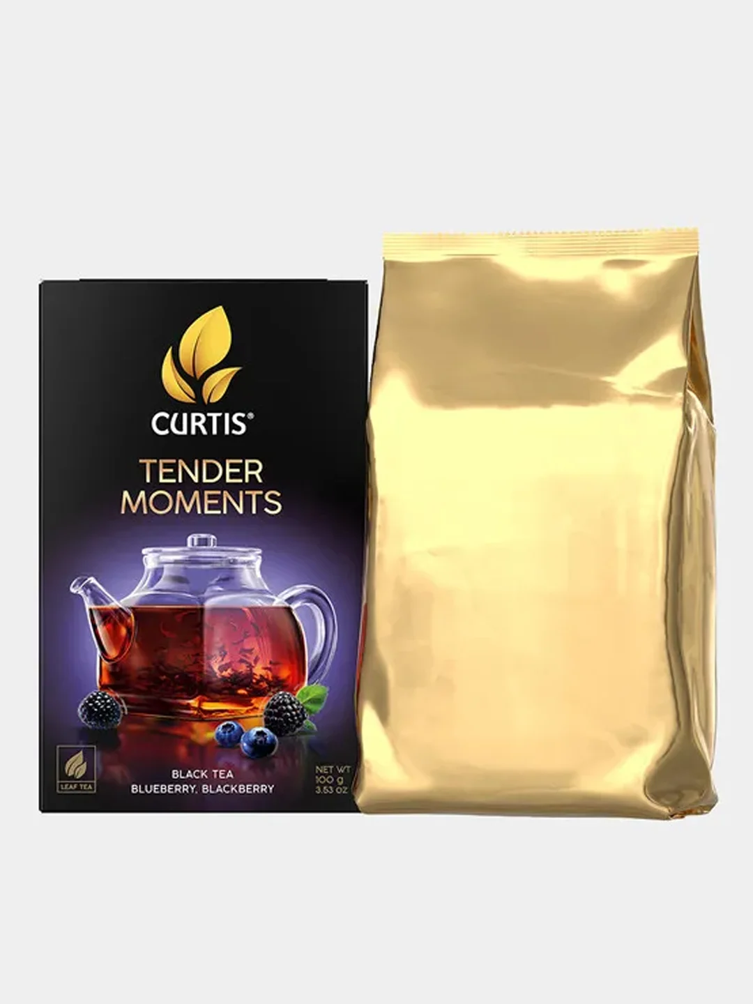 Чай черный листовой CURTIS Tender Moments c черникой, ежевикой и лепестками василька, 100г