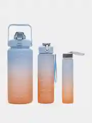 Светло-оранжевый бутылка для воды спортивная с трубочкой 3 цвета, матрешка 3в1 набор-500мл,900мл,2литра