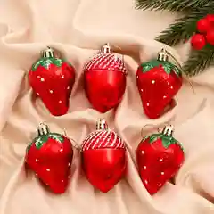 Украшения ёлочные "Клубнички", "Грибочки", набор 6 шт, 4,5 х 6 см, 2 вида