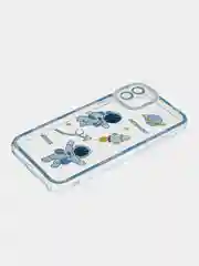 Синий меланж чехол для iPhone 11 12 13 14 Pro Max с принтом с защитой камеры космос астронавт айфон