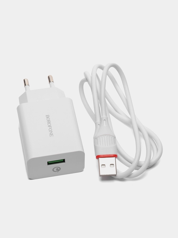 Блок быстрой зарядки с кабелем Type-C, QC3.0, 18W, 3A сетевой адаптер зарядка для телефона