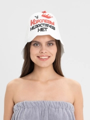 Шапка для бани с аппликацией "У Королевы недостатков нет"