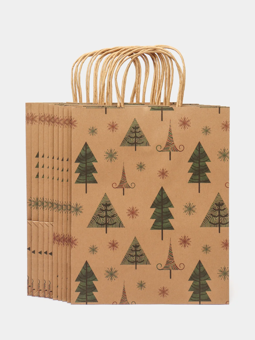 Пакет подарочный, новогодний, для подарка, 10 штук, Kraft Xmas Tree, Золотая Сказка