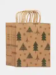 Пакет подарочный, новогодний, для подарка, 10 штук, Kraft Xmas Tree, Золотая Сказка