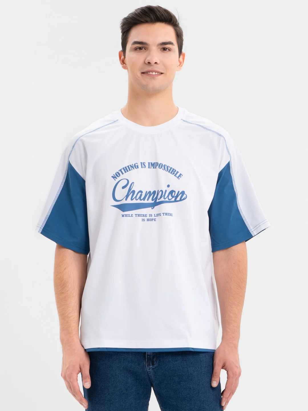 Белый футболка с принтом "Чемпион" Champion