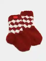 Алый носки детские, вязаные, 1-3 года, ручная работа