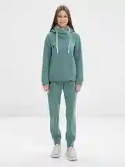 Мятный спортивный костюм женский, на флисе, с меховым капюшоном