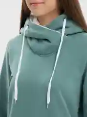 Мятный спортивный костюм женский, на флисе, с меховым капюшоном