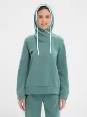 Мятный спортивный костюм женский, на флисе, с меховым капюшоном