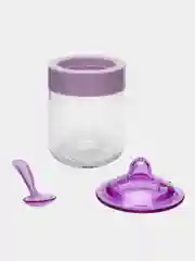 Фиолетовый банка для специй с ложкой, 200 мл, стекло
