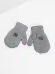 Серый варежки детские, двойные, шерсть, 14 р, 5-6 лет