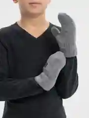 Серый варежки детские, двойные, шерсть, 14 р, 5-6 лет