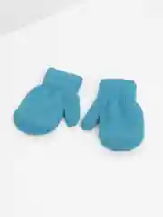 Бирюзовый варежки детские, двойные, шерсть, 14 размер, 5-6 лет