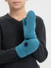 Бирюзовый варежки детские, двойные, шерсть, 14 размер, 5-6 лет