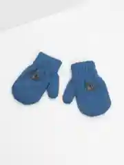 Голубой варежки детские, двойные, шерсть, 14 р, 5-6 лет