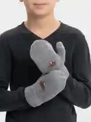Серый варежки детские, двойные, шерсть 14 р, 5-6 лет