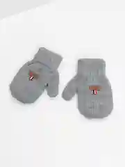 Серый варежки детские, двойные, шерсть 14 р, 5-6 лет