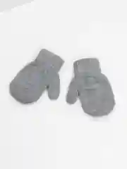 Серый варежки детские, двойные, шерсть 14 р, 5-6 лет