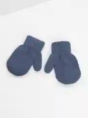 Синий меланж варежки детские, двойные, шерсть, 14 размер, 5-6 лет