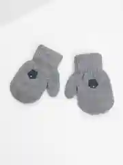 Серый варежки детские, двойные, шерсть, 14 размер, 5-6 лет